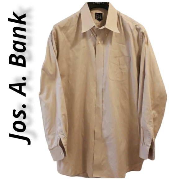 JOS. A Bank Traveler's Collection Button Down 17 1/2 Light Tan EUC - Picture 1 of 8